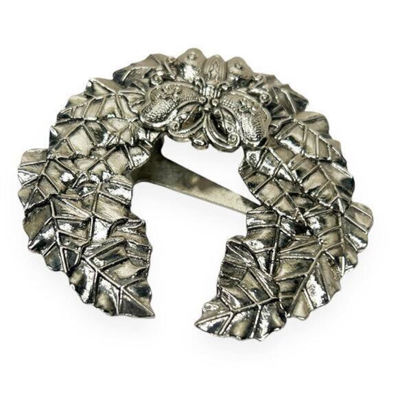 Vintage Neiman Marcus Sylvia Dahl Butterfly in Crown Laurel Scarf Clip Brooch - Picture 5 of 10